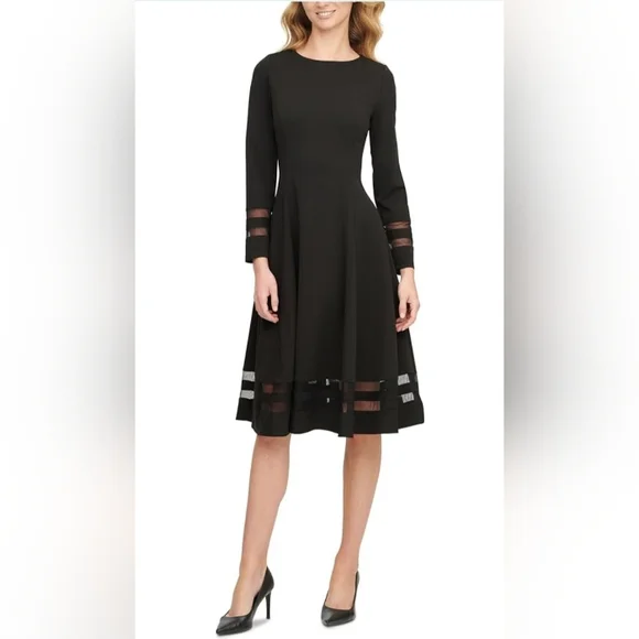 Calvin Klein | Dresses | Calvin Klein Long Sleeve Aline Dress With Illusion  Details | Poshmark